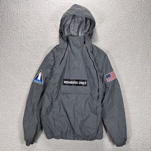 Members Only Pullover Windbreaker Men’s Small Silver Reflective NASA USA Patch
